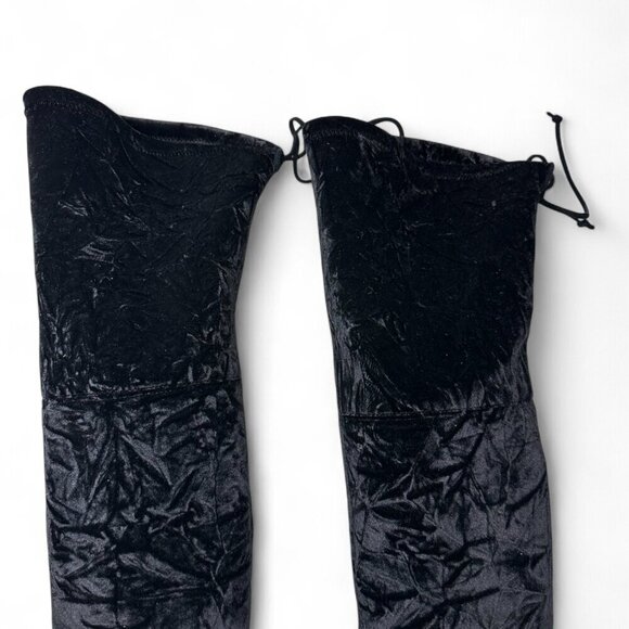 Stuart Weitzman Black Vidaland 100 Over the Knee Crushed Velvet Boots 7 NWOB - Picture 9 of 16